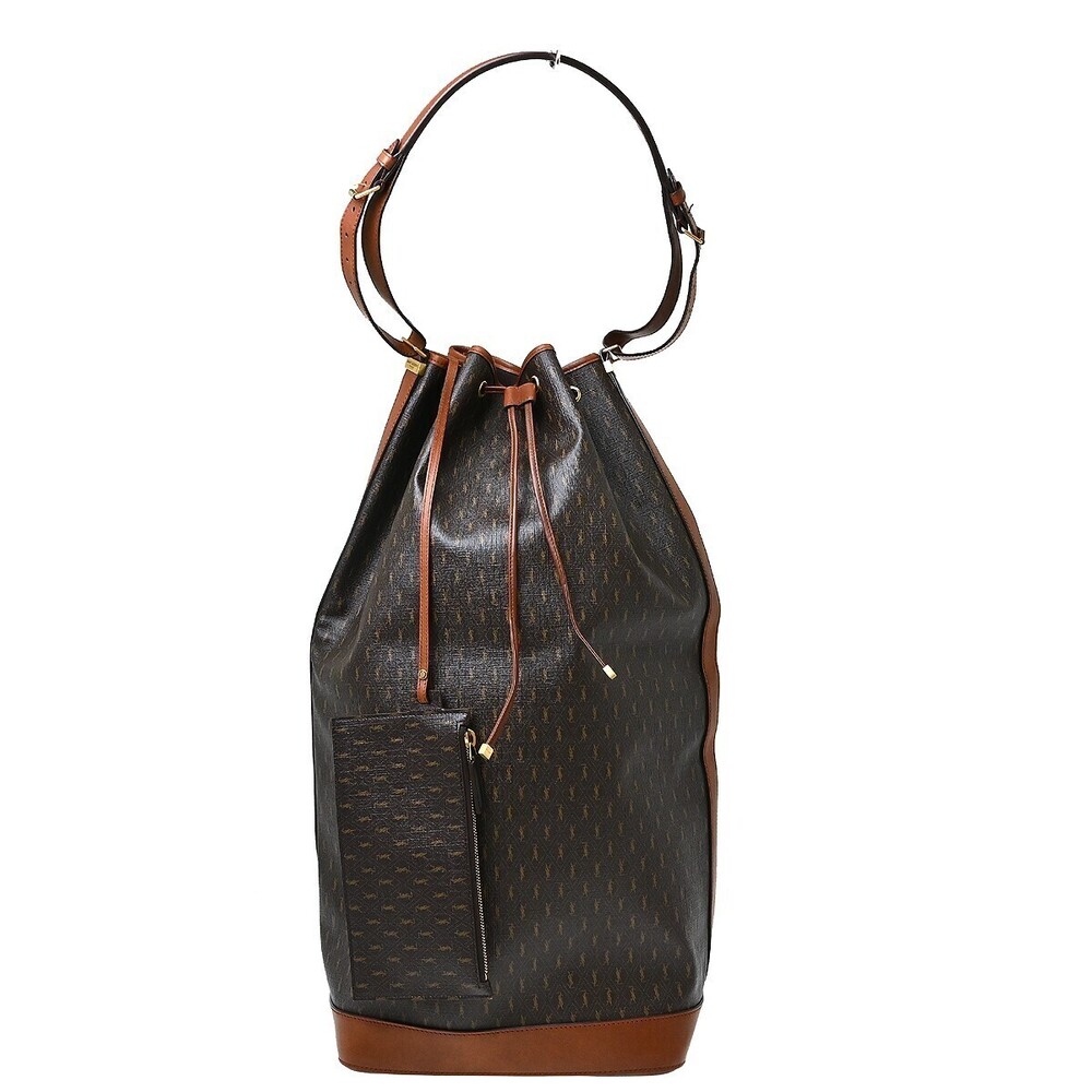 Saint Laurent Vintage Classic Monogram Drawstring Bucket Canvas